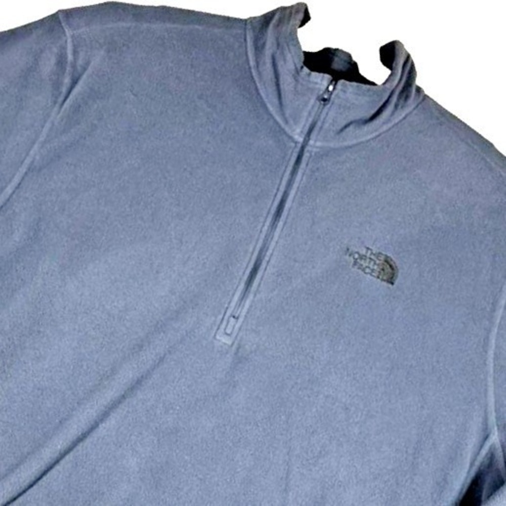The North Face Fleece Pullover Men XXL Blue Quarter 1/4 Zip Mock Neck Stretch